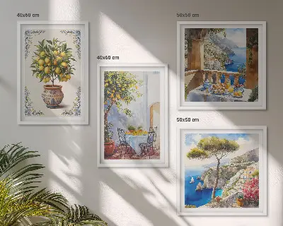 Sea lemon tree wall art set of 4 pieces