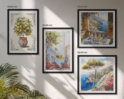 Set of 4 wall art pieces Sea lemon tree table