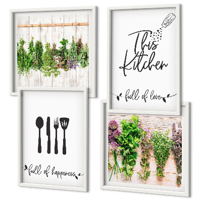 Multi-piece wall decor set Kitchen herbs plants inscriptions