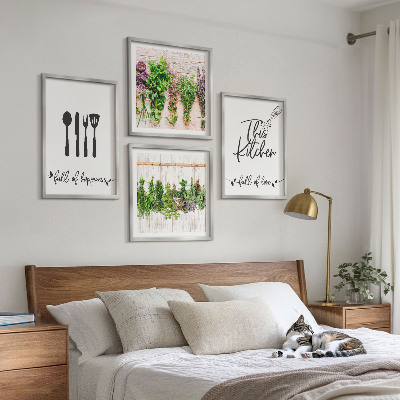 Multi-piece wall decor set Kitchen herbs plants inscriptions