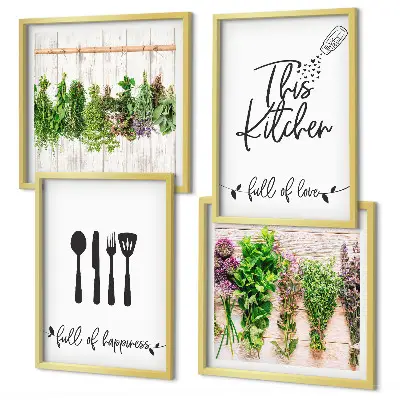 Multi-piece wall decor set featuring kitchen herb and plant inscriptions