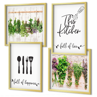 Multi-piece wall decor set Kitchen herbs plants inscriptions