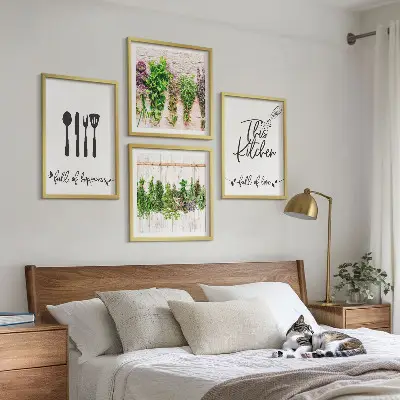 Multi-piece wall decor set featuring kitchen herb and plant inscriptions