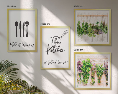 Multi-piece wall decor set Kitchen herbs plants inscriptions