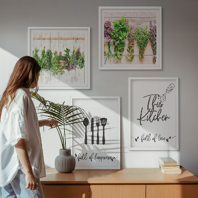 Multi-piece wall decor set Kitchen herbs plants inscriptions