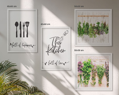 Multi-piece wall decor set Kitchen herbs plants inscriptions