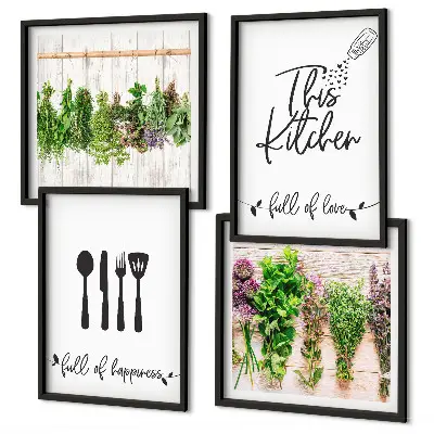 Multi-piece wall decor set featuring kitchen herb and plant inscriptions