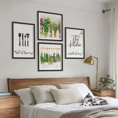 Multi-piece wall decor set featuring kitchen herb and plant inscriptions
