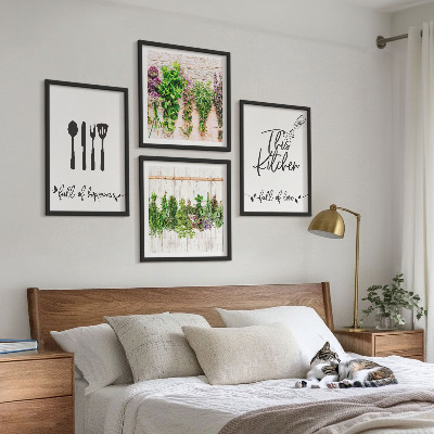 Multi-piece wall decor set Kitchen herbs plants inscriptions