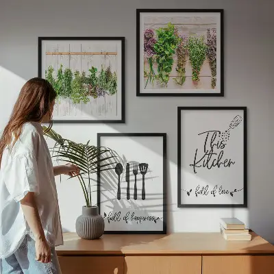 Multi-piece wall decor set featuring kitchen herb and plant inscriptions