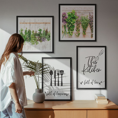 Multi-piece wall decor set Kitchen herbs plants inscriptions