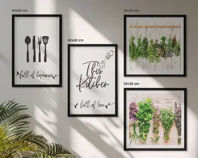 Multi-piece wall decor set featuring kitchen herb and plant inscriptions