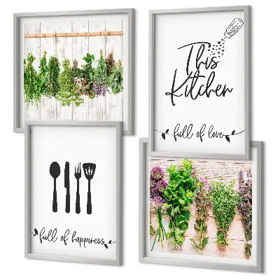 Multi-piece wall decor set featuring kitchen herb and plant inscriptions