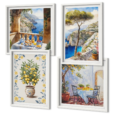 Wall art set Sea lemon tree paintings