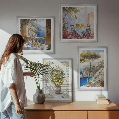 Sea lemon tree wall art set set of paintings