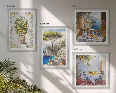 Sea lemon tree wall art set set of paintings
