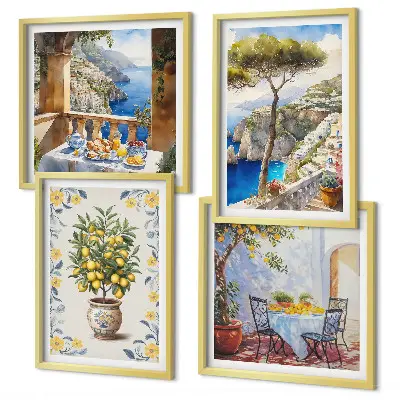 Sea lemon tree wall art set set of paintings