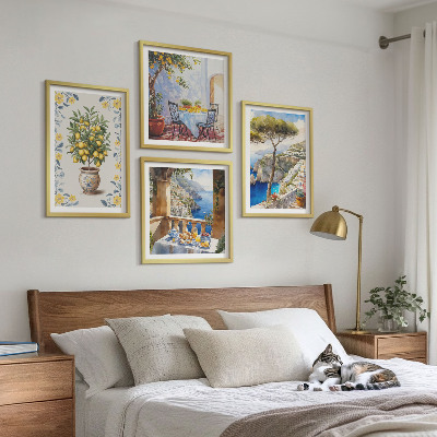 Wall art set Sea lemon tree paintings