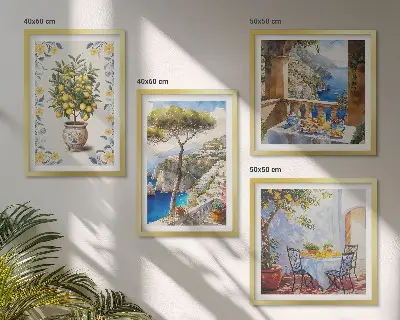 Sea lemon tree wall art set set of paintings