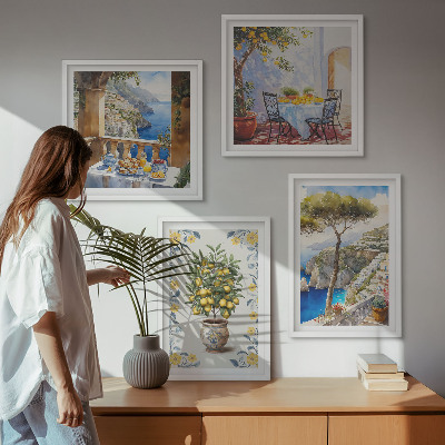Wall art set Sea lemon tree paintings