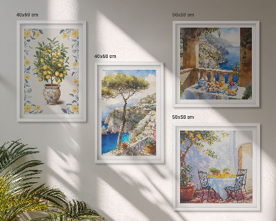 Wall art set Sea lemon tree paintings