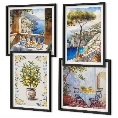 Wall art set Sea lemon tree paintings