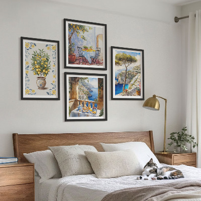 Wall art set Sea lemon tree paintings