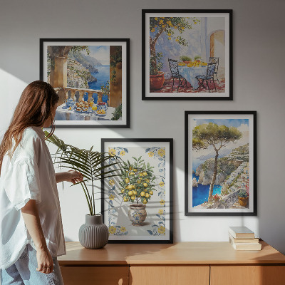 Wall art set Sea lemon tree paintings