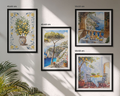 Wall art set Sea lemon tree paintings