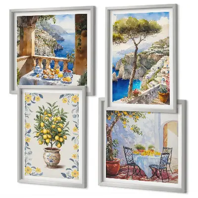 Sea lemon tree wall art set set of paintings