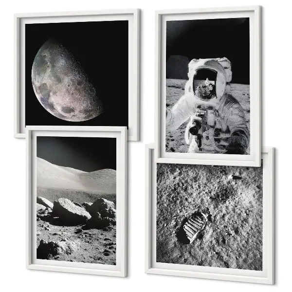 Moon astronaut footprint wall art set of 4 pieces