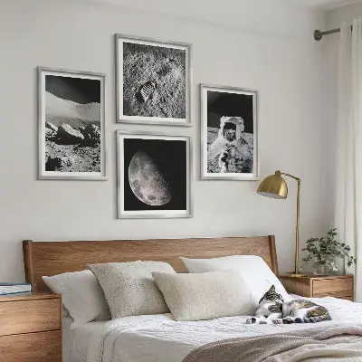 Moon astronaut footprint wall art set of 4 pieces