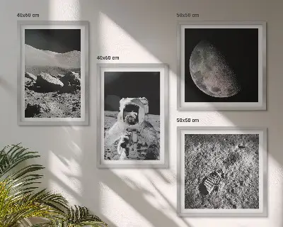 Moon astronaut footprint wall art set of 4 pieces