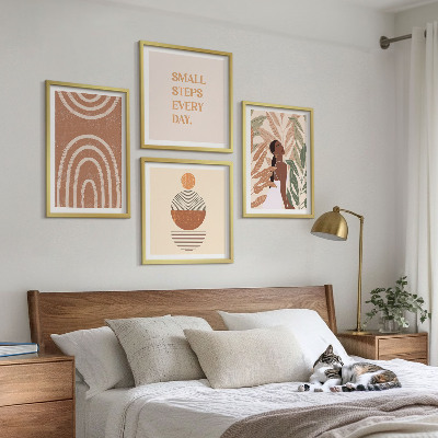 Wall art set Stylish plant patterns and geometry