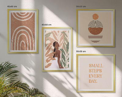 Wall art set Stylish plant patterns and geometry