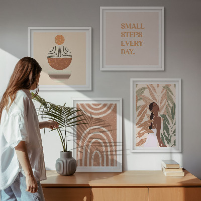 Wall art set Stylish plant patterns and geometry