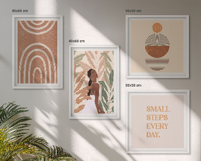 Wall art set Stylish plant patterns and geometry