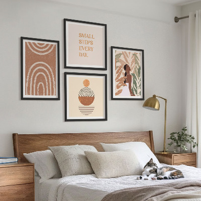 Wall art set Stylish plant patterns and geometry