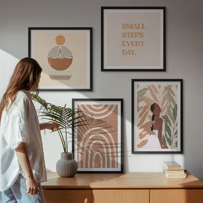 Wall art set Stylish plant patterns and geometry