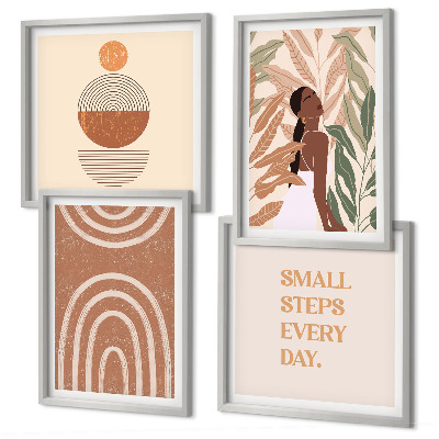 Wall art set Stylish plant patterns and geometry