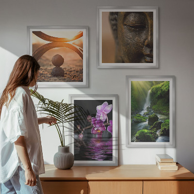 Multi-piece wall decor set Flowers in the water of the Buddha waterfall