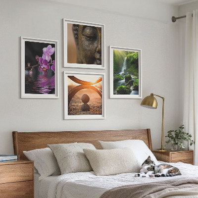Multi-piece wall decor set Flowers in the water of the Buddha waterfall