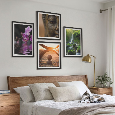 Multi-piece wall decor set Flowers in the water of the Buddha waterfall