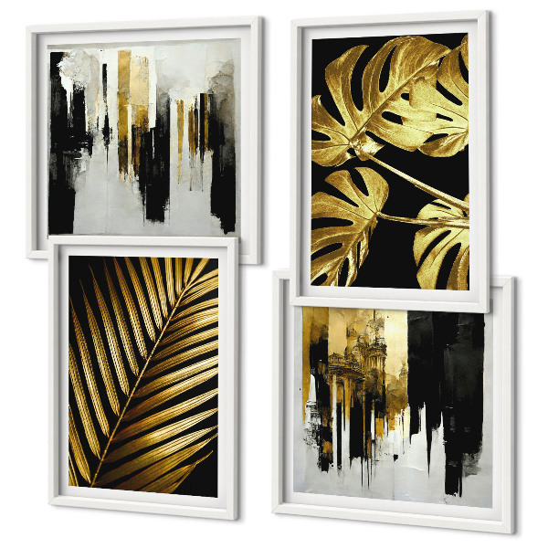Multi-piece wall decor set Monstera palm leaves abstract