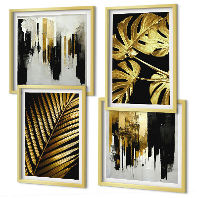 Multi-piece wall decor set Monstera palm leaves abstract