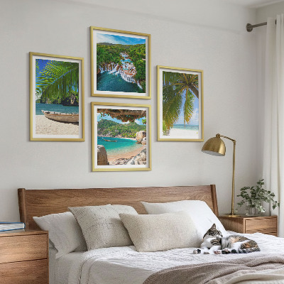 Multi-piece wall decor set Beach, boat, waterfalls, palm trees
