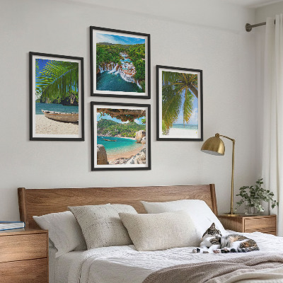 Multi-piece wall decor set Beach, boat, waterfalls, palm trees