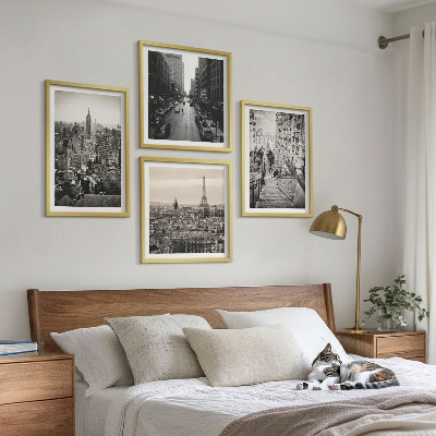 Wall art set Views Paris New York stairs