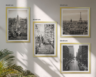 Wall art set Views Paris New York stairs