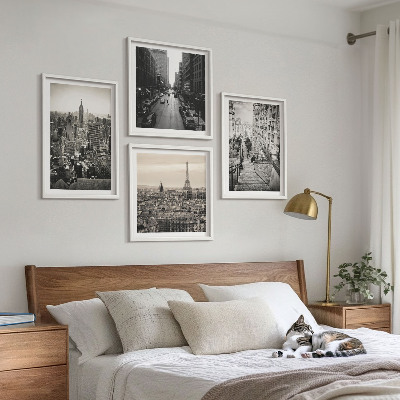 Wall art set Views Paris New York stairs